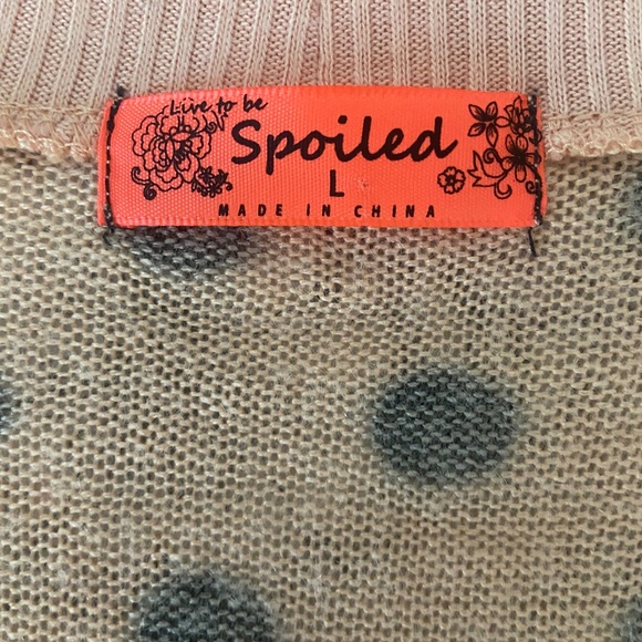 Retro-Inspired Pink & Black Polka Dot Lace Sweater Large - Picture 6 of 7